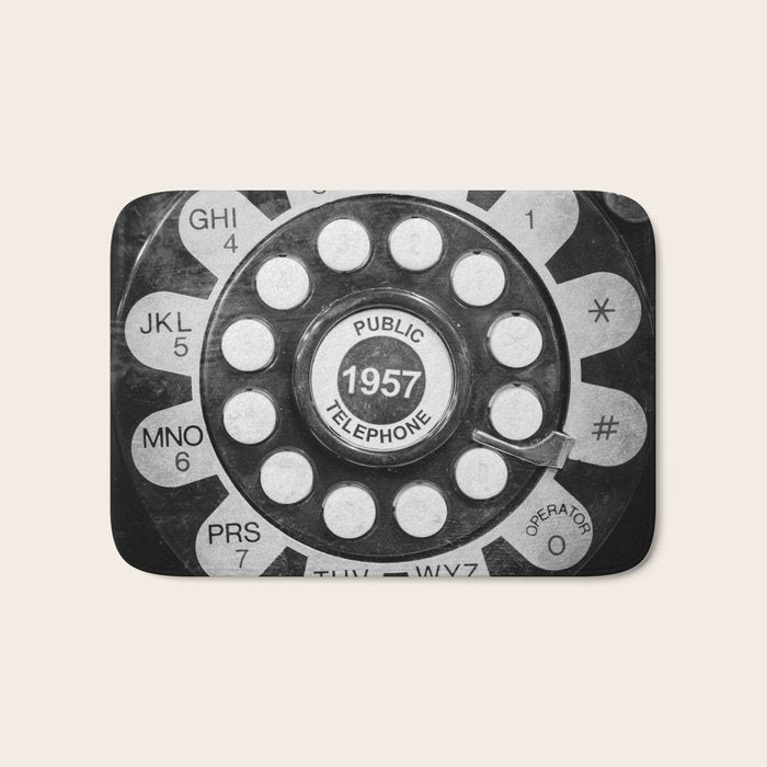 Retro 1957 Telephone in Black & White Bath Mat Gallery Image 1