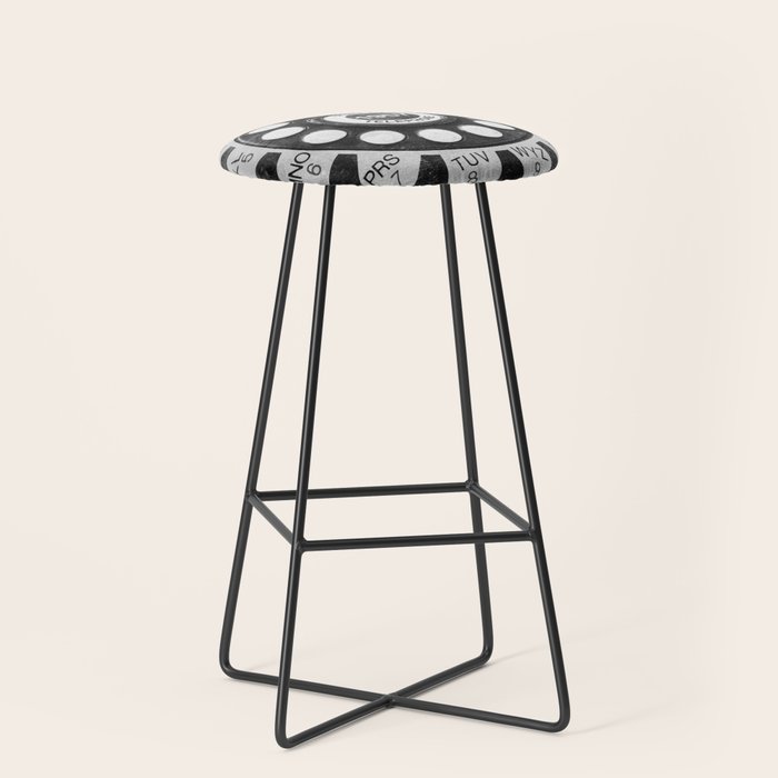 Retro 1957 Telephone in Black & White Stool Gallery Image 1