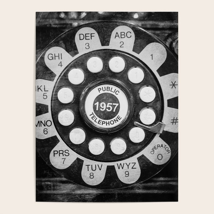 Retro 1957 Telephone in Black & White Poster Gallery Image 1