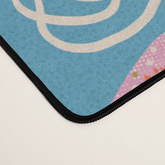 Pink Snowflake Mittens and Hearts on Blue Winter Pattern Desk Mat Gallery Image 4