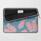 Pink Snowflake Mittens and Hearts on Blue Winter Pattern Laptop Sleeve Gallery Image 2