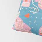 Pink Snowflake Mittens and Hearts on Blue Winter Pattern Pillow Sham Gallery Image 4