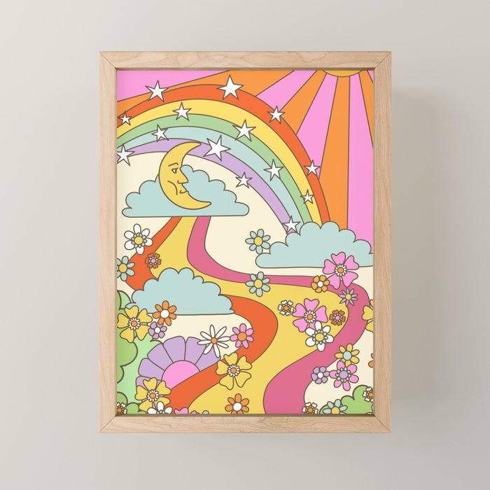 retro hippie boho print  Mini Art Print Gallery Image 1