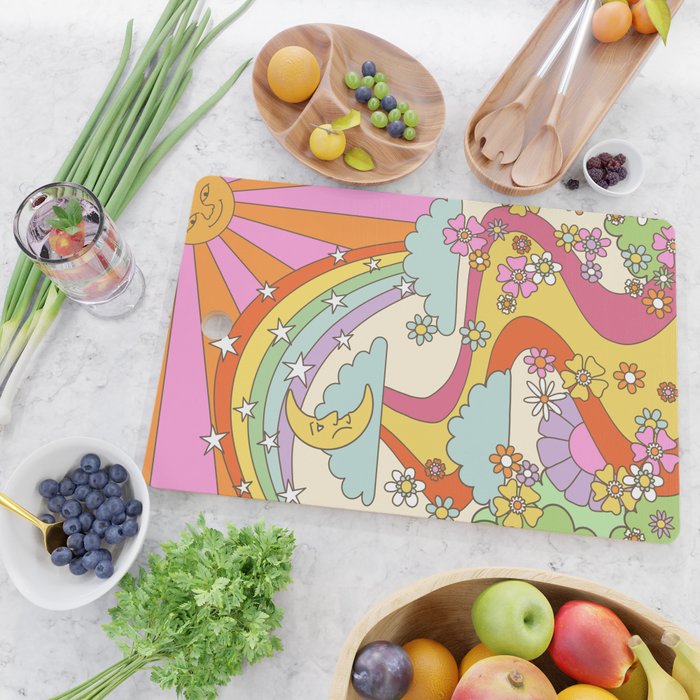 retro hippie boho print  Cutting Board Gallery Image 2