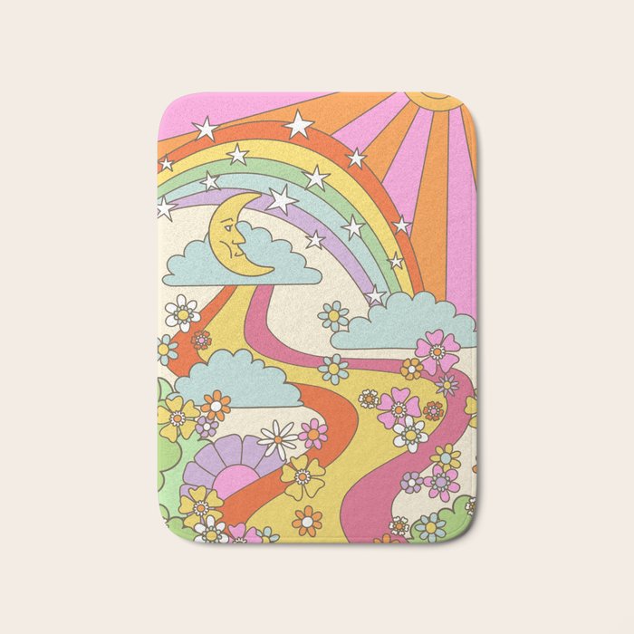 retro hippie boho print  Bath Mat Gallery Image 1