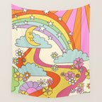 retro hippie boho print  Wall Tapestry Gallery Image 4