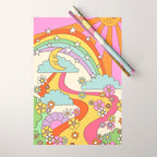 retro hippie boho print  Wrapping Paper Gallery Image 1