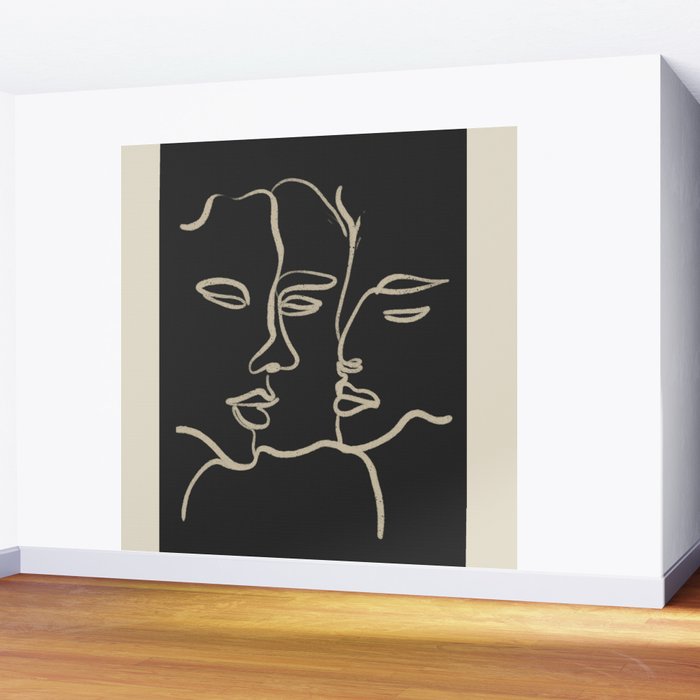 Minimal Abstract Art Three Faces Wall Mural Gallery Image 2