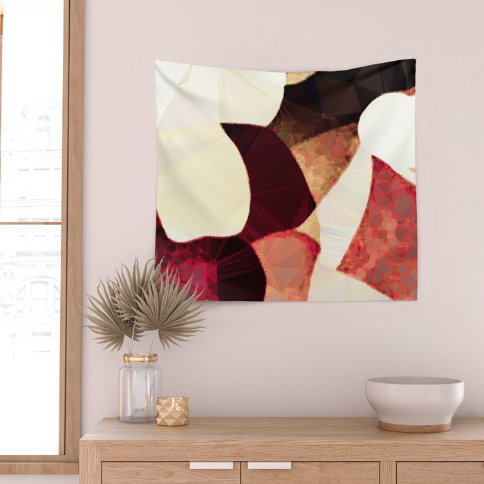 Baroque Burgundy Copper Ivory Maximum Abstract Art Wall Tapestry Gallery Image 2