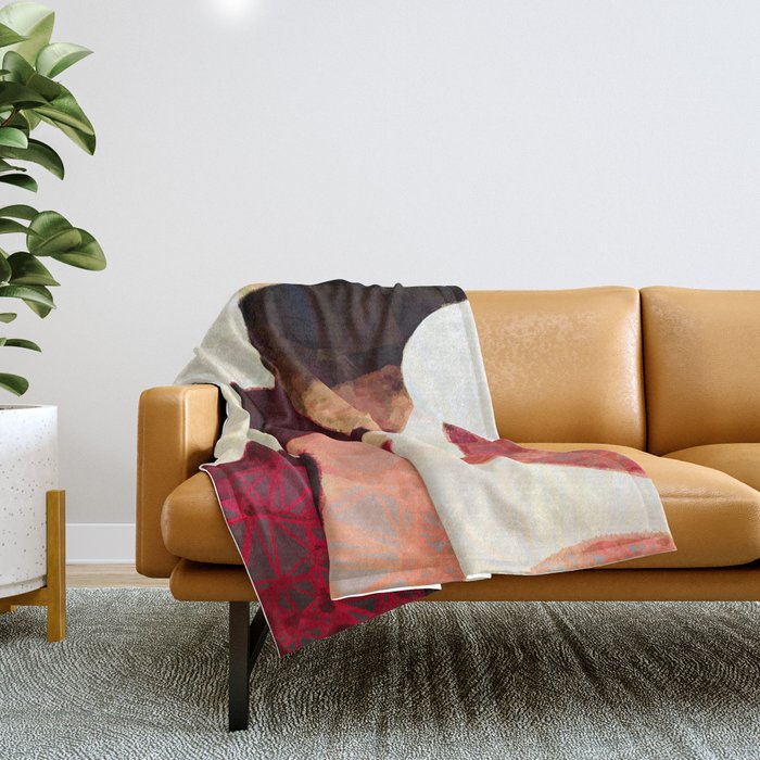 Baroque Burgundy Copper Ivory Maximum Abstract Art Throw Blanket Gallery Image 1