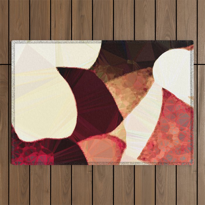 Baroque Burgundy Copper Ivory Maximum Abstract Art Outdoor Rug Gallery Image 1