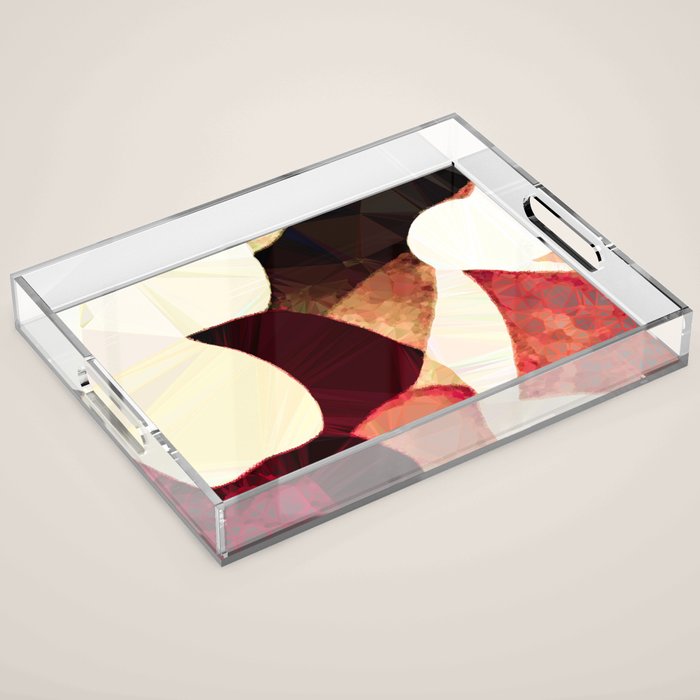 Baroque Burgundy Copper Ivory Maximum Abstract Art Acrylic Tray Gallery Image 1