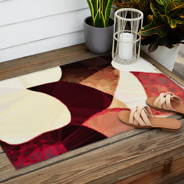 Baroque Burgundy Copper Ivory Maximum Abstract Art Outdoor Rug Gallery Image 2