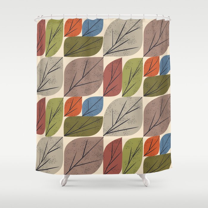 Leaf Grid Shower Curtain Gallery Image 1