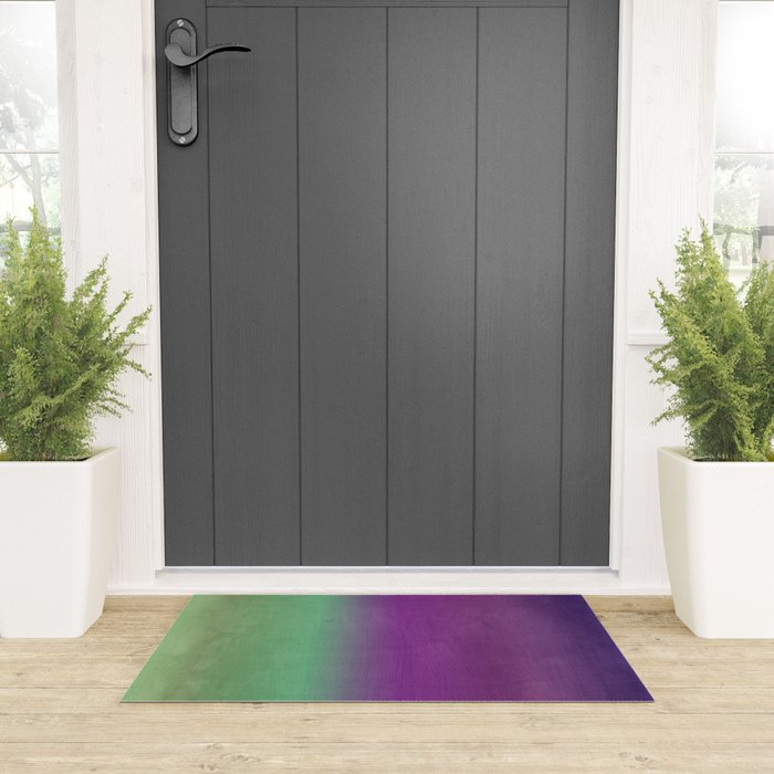 Plum Purple and Green Watercolor Abstract Welcome Mat Gallery Image 3