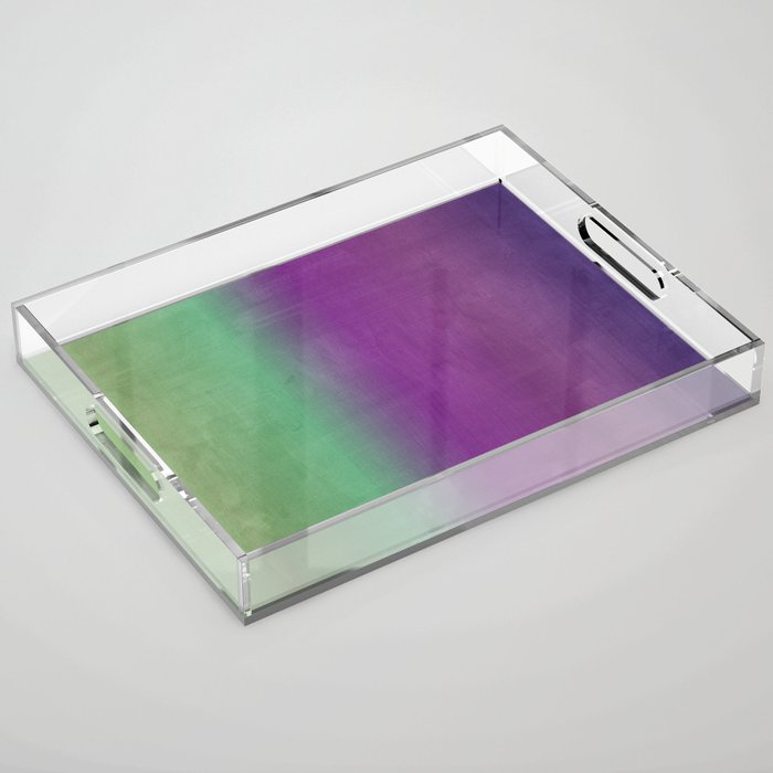 Plum Purple and Green Watercolor Abstract Acrylic Tray Gallery Image 1