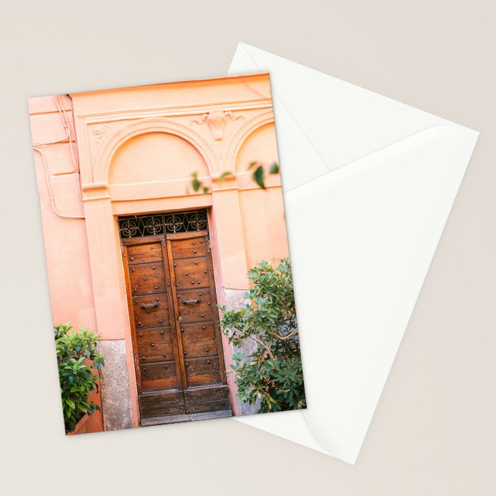 Wooden door on coral | Trastevere Rome Italy Travel Photography Stationery Card Gallery Image 2