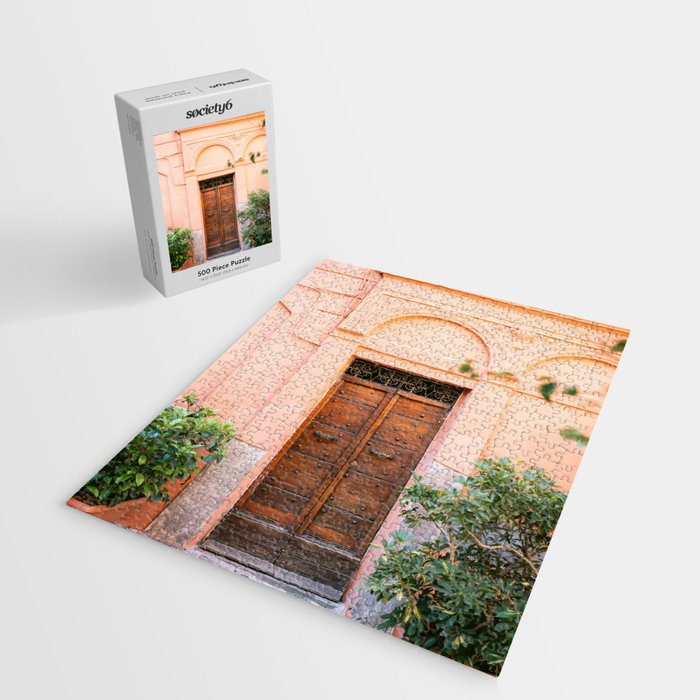 Wooden door on coral | Trastevere Rome Italy Travel Photography Jigsaw Puzzle Gallery Image 2