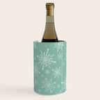 Elegant Winter Snowflake Pattern on Mint Green Background Wine Chiller Gallery Image 1