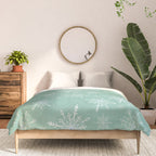 Elegant Winter Snowflake Pattern on Mint Green Background Comforter Gallery Image 3