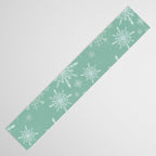 Elegant Winter Snowflake Pattern on Mint Green Background Table Runner Gallery Image 3