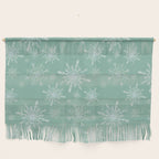 Elegant Winter Snowflake Pattern on Mint Green Background Wall Hanging Gallery Image 1