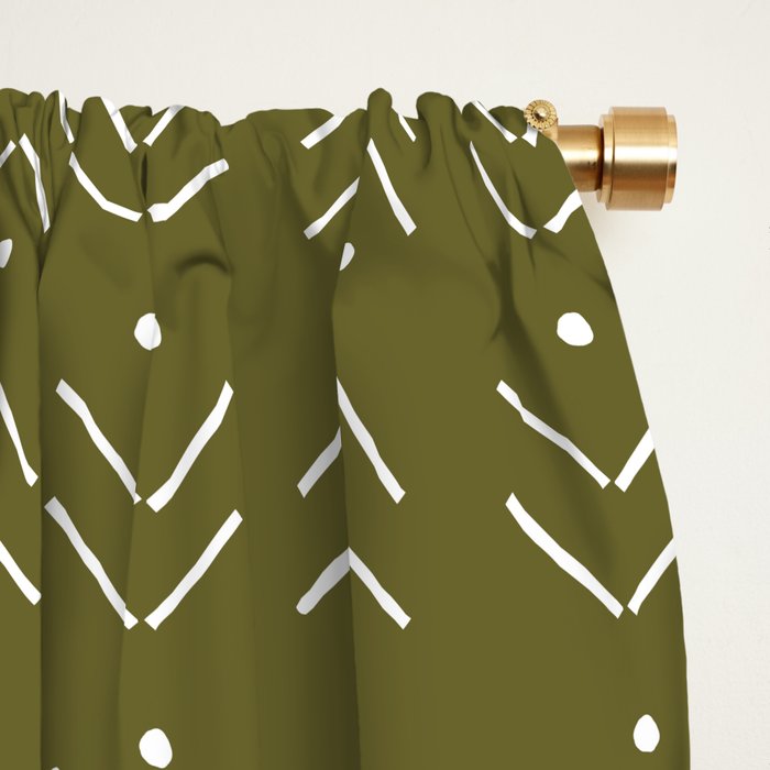 Arrow Lines Pattern Design 7 in olive green Window Curtain Gallery Image 2