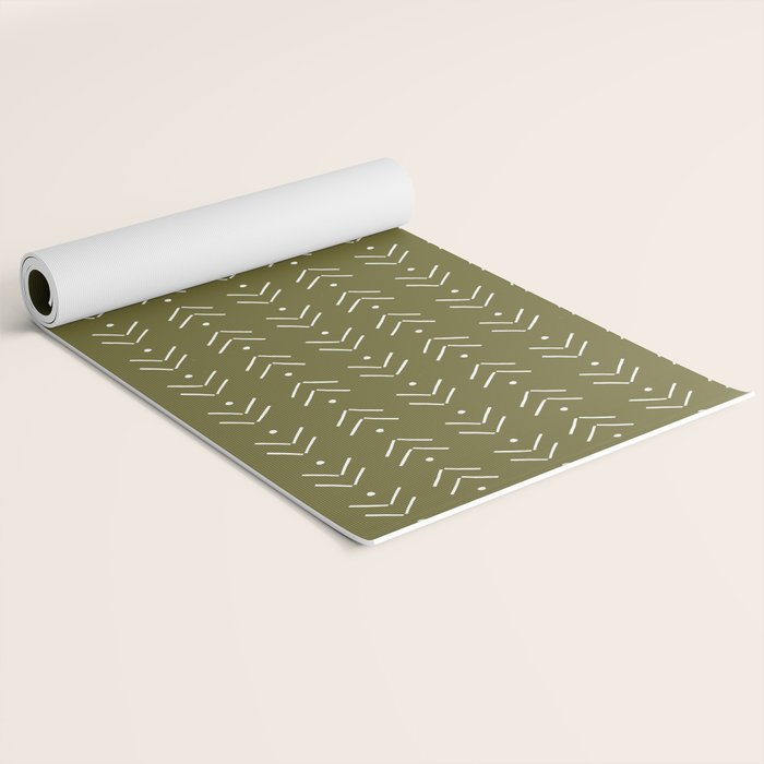 Arrow Lines Pattern Design 7 in olive green Yoga Mat Gallery Image 2