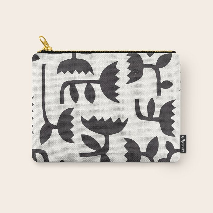 Linocut Tulip Pattern #3 Carry All Pouch Gallery Image 1