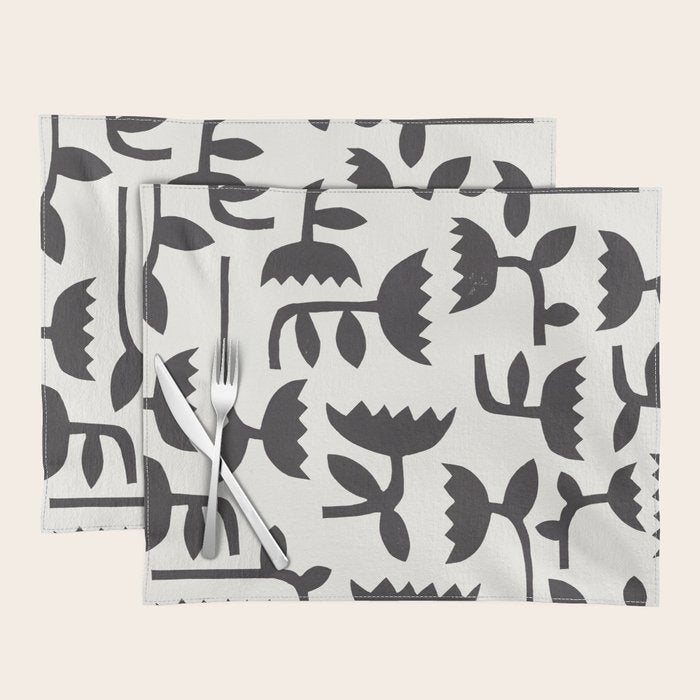 Linocut Tulip Pattern #3 Placemat Gallery Image 1