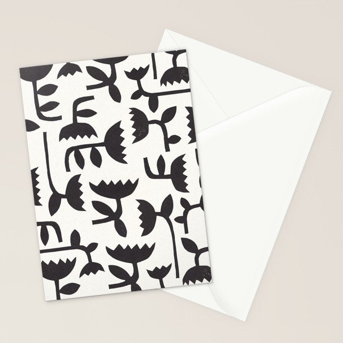 Linocut Tulip Pattern #3 Stationery Card Gallery Image 2