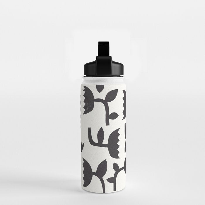 Linocut Tulip Pattern #3 Water Bottle Gallery Image 2