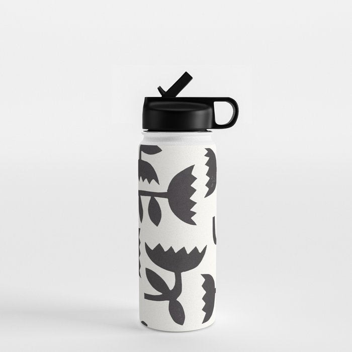 Linocut Tulip Pattern #3 Water Bottle Gallery Image 1