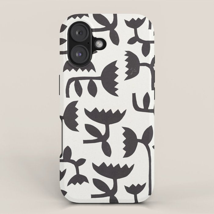 Linocut Tulip Pattern #3 iPhone Case Gallery Image 1