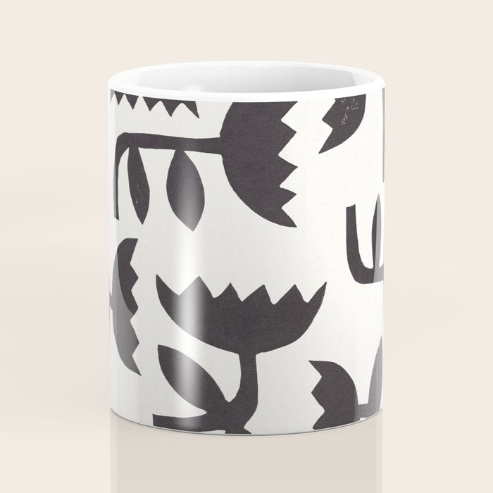 Linocut Tulip Pattern #3 Coffee Mug Gallery Image 4