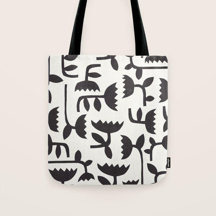 Linocut Tulip Pattern #3 Tote Bag Gallery Image 1