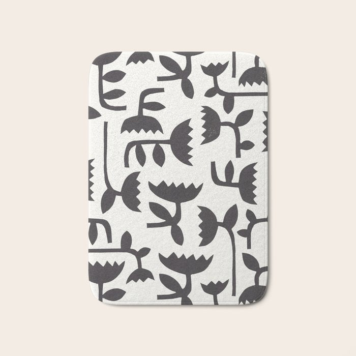 Linocut Tulip Pattern #3 Bath Mat Gallery Image 1