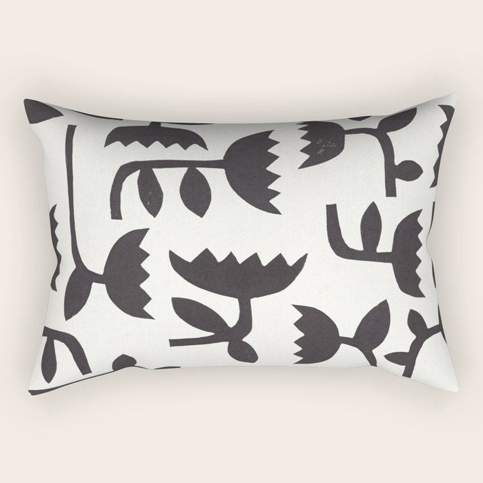 Linocut Tulip Pattern #3 Rectangular Pillow Gallery Image 2