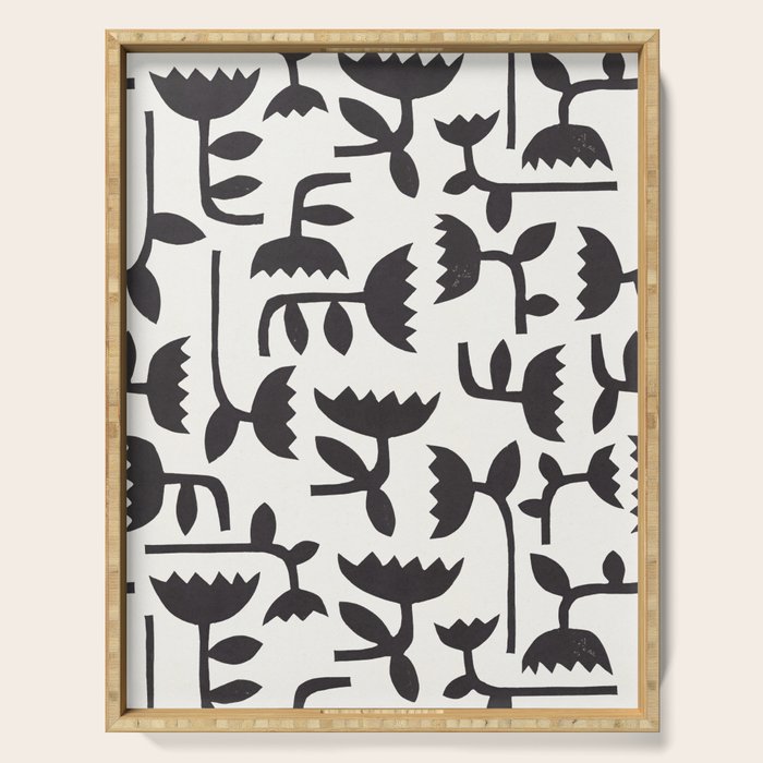 Linocut Tulip Pattern #3 Serving Tray Gallery Image 1