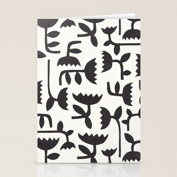 Linocut Tulip Pattern #3 Stationery Card Gallery Image 2