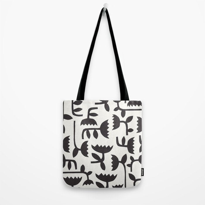 Linocut Tulip Pattern #3 Tote Bag Gallery Image 2