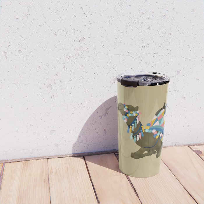 Colorful Desert Camel and Pyramids Travel Mug Gallery Image 4