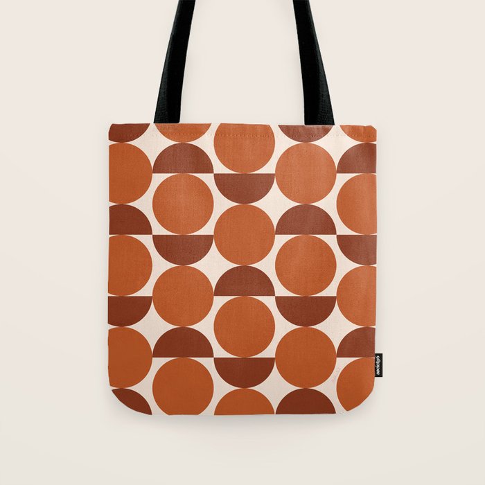 Vintage Mid-century Modern Abstract Geometric Shapes in Burnt Orange Pattern Tote Bag Gallery Image 1