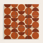Vintage Mid-century Modern Abstract Geometric Shapes in Burnt Orange Pattern Wood Wall Art Gallery Image 1
