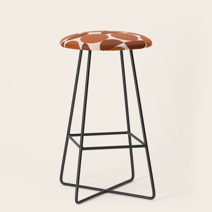 Vintage Mid-century Modern Abstract Geometric Shapes in Burnt Orange Pattern Stool Gallery Image 1