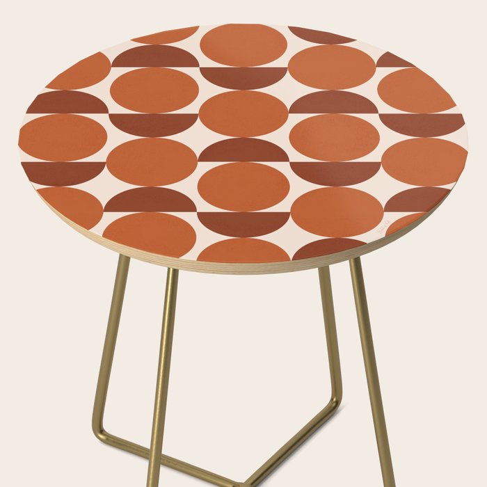 Vintage Mid-century Modern Abstract Geometric Shapes in Burnt Orange Pattern Side Table Gallery Image 2