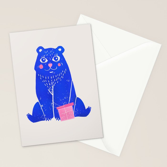 Blue Christmas Bear Stationery Card Gallery Image 2