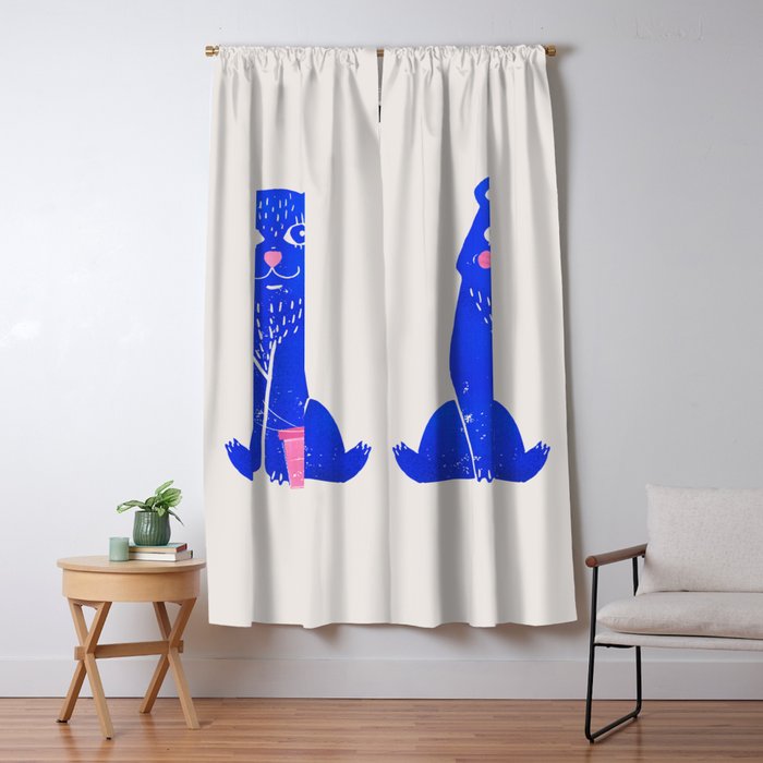 Blue Christmas Bear Window Curtain Gallery Image 1