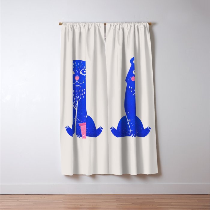 Blue Christmas Bear Window Curtain Gallery Image 3