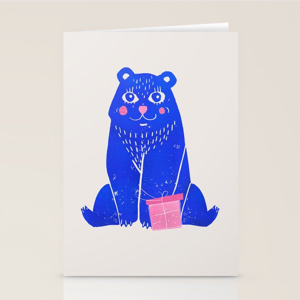 Blue Christmas Bear Stationery Card Gallery Image 2
